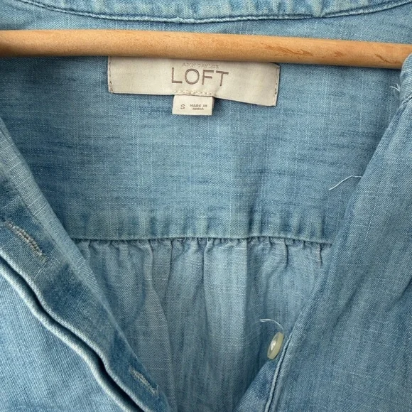 LOFT Light Blue Denim Tunic with Ruffle Hem - Picture 3 of 6